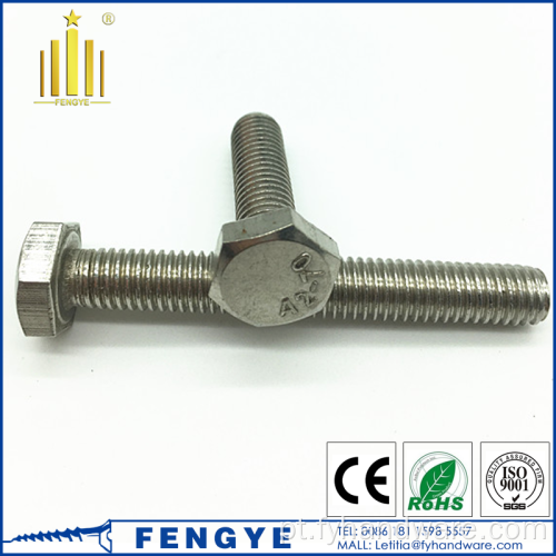 SS316 DIN933 Aço inoxidável A4-70 Bolt hexadecimal